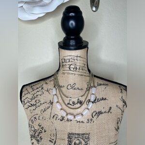 NTM: Icing Multi Layered Necklace featuring Gold Chains with Light Pink Details